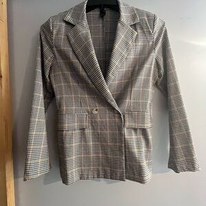Plaid Double breasted blazer fall colors XS